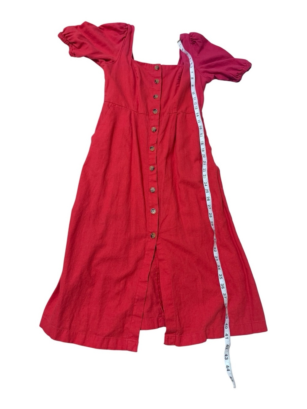 Old Navy Red Square-Neck Button Midi Dress - Picture 3 of 7